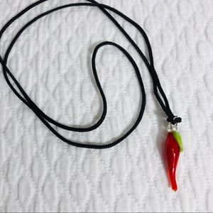 🌻🌶 Glass Red Hot Chili Pepper Necklace